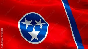 Tennessee flag waving. National 3d United States flag waving. U.S. Tennessee seamless loop animation. American US State flag HD resolution Background. ‎Memphis Tennessee flag closeup 1080p Full HD vid