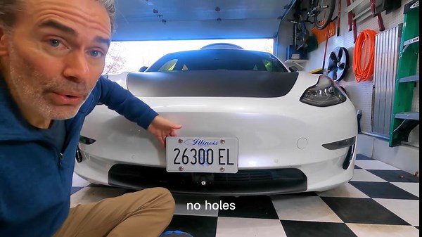 HANSSHOW Hansshow Tesla Front License Plate Holder for Tesla Model 3 I Y, No Drill License Plate Frame with Anti-Theft Features and No Adhesives License Plate Mount