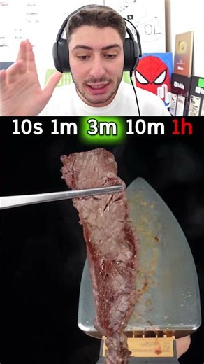 Cooking and eating meat with an iron in different amounts of time⁉️🤯🥩🥌