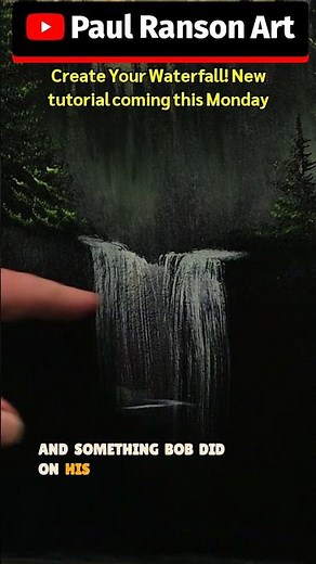 Creating Beautiful Waterfalls in Art Bob Ross Style #shorts