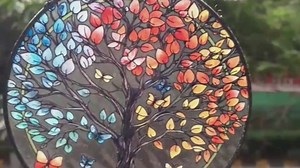 Stained Glass Sun Catcher for Windows Hanging - Handmade Tree of Life Window Decor for Women, Mom, Indoor/Outdoor Suncatchers for Home Garden, Christmas Wedding Housewarming Gift (6.31x6.31In)