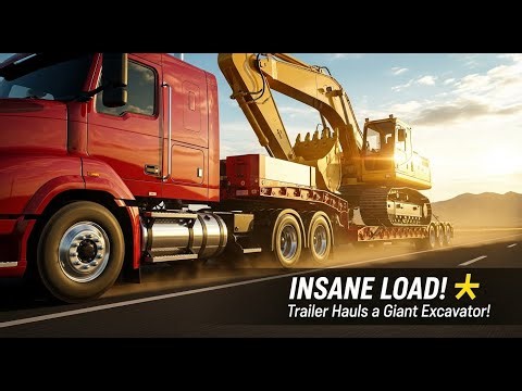Extreme Hauling Power! Truck Transports Giant Excavator!