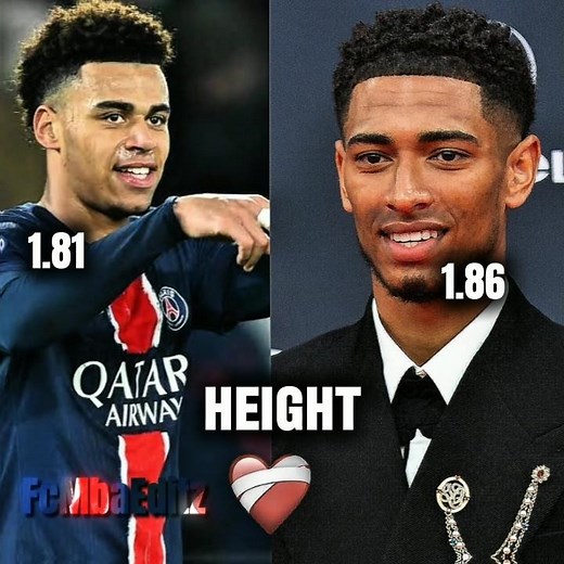 "Doue vs Bellingham | Age & Height Comparison | Football Young Talents 🔥 #Doue #Bellingham #Football