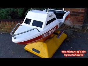 1990s Amutec Coin Operated Boat Kiddie Ride - Rescue Boat