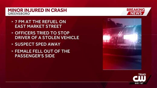 Greensboro police: Juvenile dies after crashing stolen vehicle during chase in Greensboro