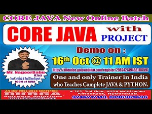 CORE JAVA (with PROJECT) Online Training in DURGASOFT
