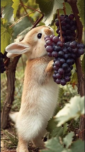 Rabbit Reaches for Grapes on the Vine!