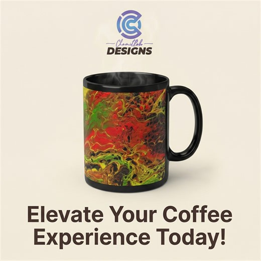Chamillah Designs | Experience the perfect blend of art and function with our Art Flow Accent Black Mug! ☕️🎨 Durable, BPA-free ceramic in two sizes for your... | Instagram