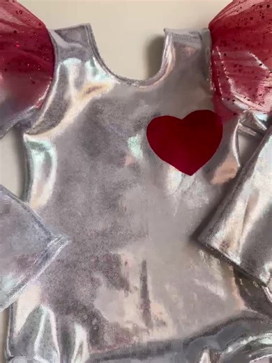 Silver Sparkly Leotard: Red Tulle Flutter Sleeves, Girls Dancewear - Etsy