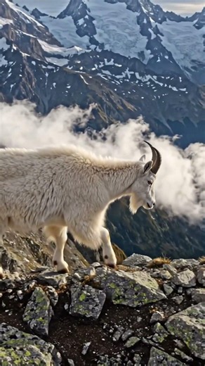 Mountain Goats Climbing an Impossible Cliff