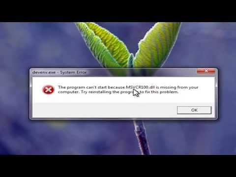 The program can't start because MSVCR100.dll is missing