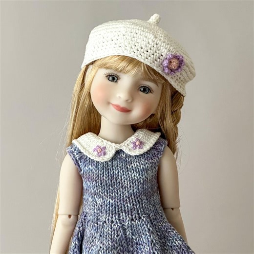 Dress & Beret for 14 Inch Dolls, Ruby Red Fashion Friends Outfit, Embroidered Doll Clothes, RRFF Hand Knitted Clothing - Etsy