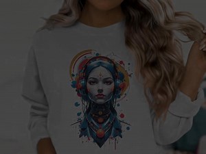 Futuristic Cyborg Art Print, Sci-Fi Robot Woman, AI Wall Decor