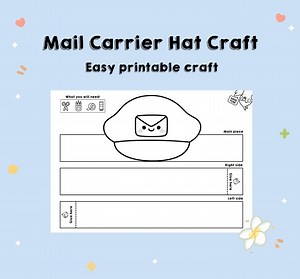 Printable Mail Carrier Hat Craft – Color, Cut & Wear DIY Paper Hat | Kids Craft Crown/hat Activity Template - Etsy
