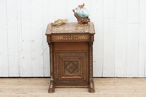 Antique Damascus Marquetry Secretary Desk: Inlaid Walnut Cabinet - Etsy