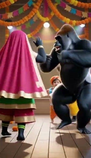 Baby vs Gorillas 🥁🔥 | Dhol Beats & Crazy Festival Dance | Funny Short