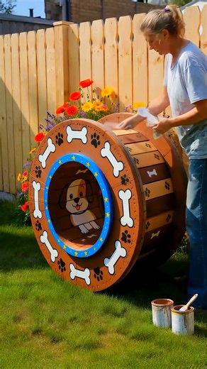 Transformei um Carretel de Madeira numa Casinha de Cachorro 🐶