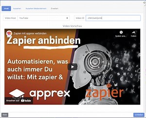 YouTube Video einbinden und die ID finden - apprex Hilfe und Support