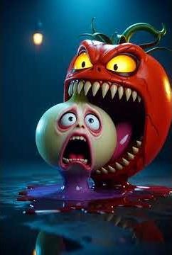 Tomato vs Onion The Evil Tomato Devours the Screaming Onion 😱🍅