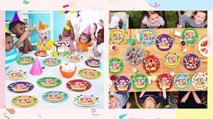 Justforjoyful 48PCS Happy Birthday Plates - Colorful Party Supplies, 7Inch Dessert Plates for Boy & Girl Kids' Birthday Table Decoration