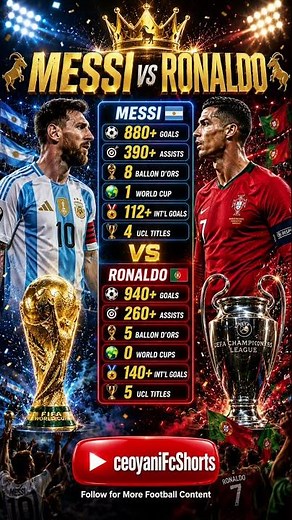 Messi vs Ronaldo All-Time Career Stats Comparison 🏆⚽