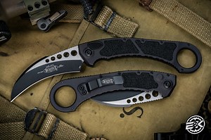 Microtech Hawk Automatic Karambit Folding Knife 4" Hawkbill Black 266-1T