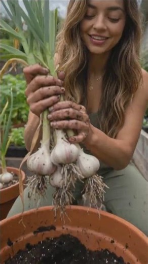 Garlic Growing Timelapse From Water to Harvest 🧄🌱 #garden #shorts