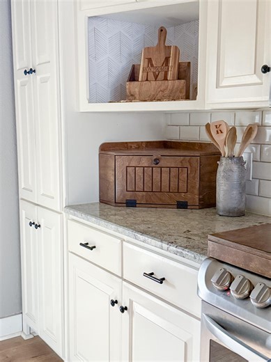 Bread Box, Countertop Kitchen Corner Storage, Appliance Garage, Handmade Wooden Sourdough Bread Box in Warm Brown Stain - Etsy