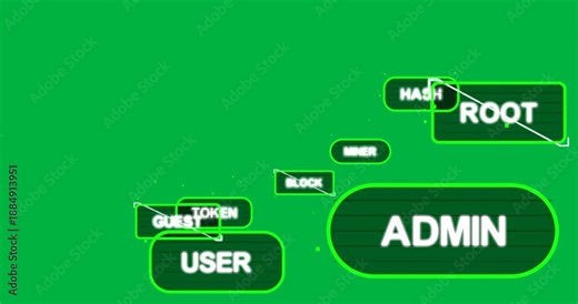 Transparent bg loading neon nodes emerging shifting right clustering near ADMIN showing access