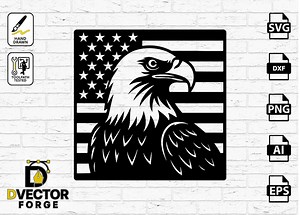 Bald Eagle SVG: American Flag Silhouette, Laser Cut File - Etsy Australia