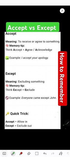 Accept vs Except||Learning English||Difference #english