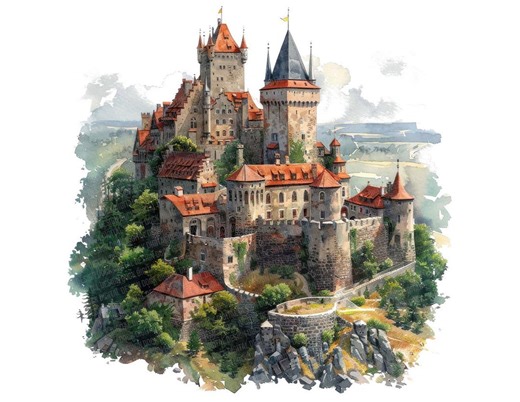 Castle PNG Clipart, 12x Historic Hillside Castles Clip Art Set, Printable Watercolor Clip Art, Digital Download, Transparent Background PNG - Etsy UK