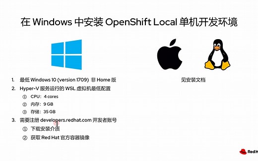 在 Windows 中安装 OpenShift Local 单机开发环境