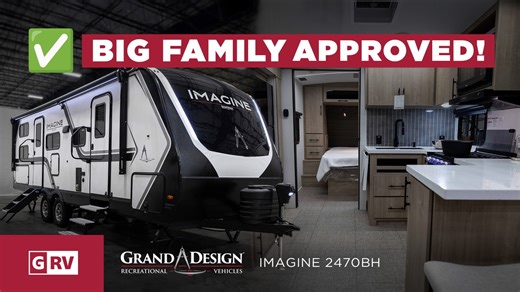 2.1K views | The 2025 Grand Design RV Imagine 2470BH is everything you're looking for in a travel trailer. It's sleeps up to eight people, so get ready to take your family and friends on amazing vacation getaways – in total style and comfort. Find out more about our Grand Design Imagine travel trailers at https://www.generalrv.com/product-grand-design/imagine-travel-trailer. | General RV Center | Facebook
