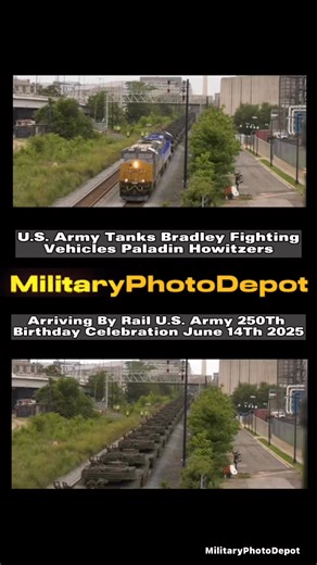 1.8K views · 19 reactions | U.S. Army tanks, Bradley fighting vehicles, and equipment arrive by train in Washington D.C. to take part in the parade commemorating the 250th birthday of the United States Army the equipment started to arive June 7Th 2025 #Military #trains | MilitaryPhotoDepot | Facebook