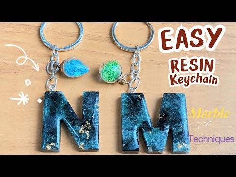 Epoxy resin keychains tutorial || How To Create Marble Effect In Resin Letter Keychains #resinart