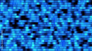 A blue wall of fantastic many cubes. Textured background with blue cubes. An uneven wall of blue flying cubes on a black background.