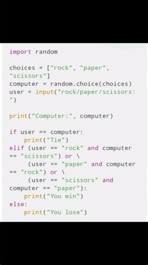 Rock Paper Scissors Game in Python 🐍 | Beginner Project. #shorts #coding #python