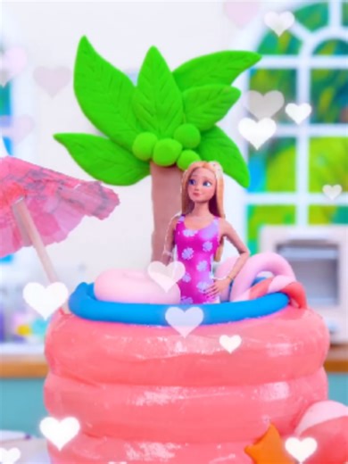 🪆🎎 🥽 Barbie Doll Swimming Pool Cake Design 🎂😋 Birthday Cake 🎉 #miniature #minicooking #asmr #viral #birthday @MrBeast