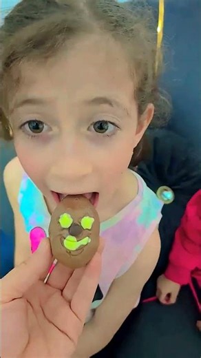 She bit into the chocolate egg and broke it 🤭🍫🍫