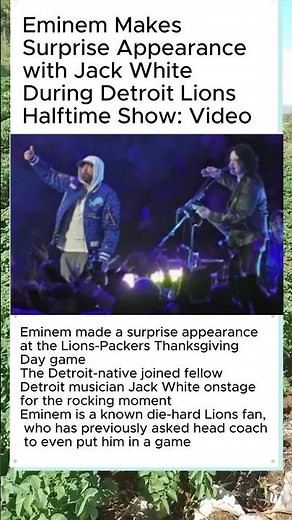 Eminem Makes Surprise Appearance with Jack White During Detroit Lions Halftime Show: Video