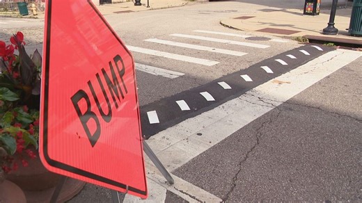 Cincinnati testing bump before stop sign to prevent rolling stops