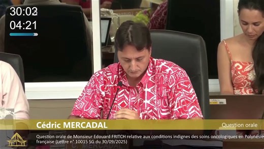 🎥 [𝐀𝐒𝐒𝐄𝐌𝐁𝐋𝐄𝐄] 𝐃𝐞𝐮𝐱𝐢𝐞̀𝐦𝐞 𝐬𝐞́𝐚𝐧𝐜𝐞 𝐝𝐞 𝐥𝐚 𝐬𝐞𝐬𝐬𝐢𝐨𝐧 𝐛𝐮𝐝𝐠𝐞́𝐭𝐚𝐢𝐫𝐞 🏛️Cédric MERCADAL, ministre de la Santé, en charge de la Prévention et de la Protection sociale généralisée, a répondu à la question orale de Edouard FRITCH, président du Groupe Tapura à l'Assemblée, relative aux conditions indignes, selon lui, des soins oncologiques en Polynésie française. ➖ Retrouvez l'intégralité de sa réponse ci-dessous ⬇️ Crédit vidéo : Assemblée de la Polynésie française