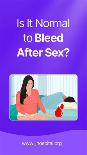 JJ Hospital on Instagram: "Is it normal to bleed after intercourse? In cases of first-time intercourse, mild bleeding can be normal. This usually occurs due to stretching or minor tearing of the hymenal tissue or vaginal lining. A small amount of spotting during the first few experiences may not be a cause for concern. However, bleeding after intercourse at a later age or after previous normal sexual activity is medically termed post-coital bleeding. This is not considered normal and should be p