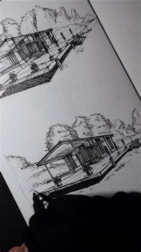 Modern Architecture Pen Sketch ASMR | Farnsworth House