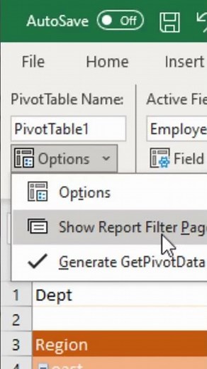 How to enable Report Filter Pages in Pivot Table ? #exceltutorials #shorts