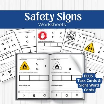 Safety Signs Life Skills Literacy Pack | 60 Worksheets Task Cards | Autism SpEd