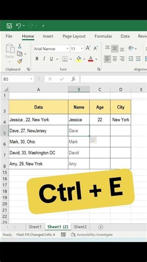 Here’s to easily flash fill cells using this excel tip Ctrl plus E