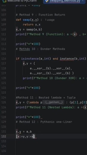 Swapping Methods (Part 2) #python #pycharm #pythonprogramming #pythonforbeginners #coding #python3