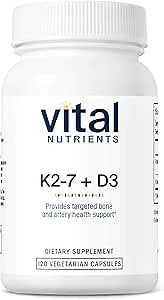 Vital Nutrients Vitamin D3 + K2 | 2000 IU | Vitamin D3 K2 Supplement | Vitamin D Complex for Healthy Calcium Levels, Muscle & Bone Health | Gluten, Dairy, Soy Free | 120 Capsules